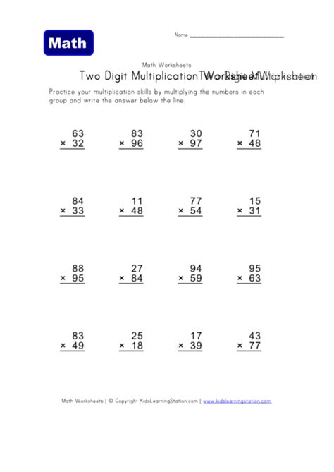 NEW * 2 Digit By 2 Digit Multiplication Worksheets PDF Free .